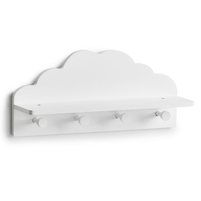 Weiße Wandgarderobe in Wolkenform mit Haken