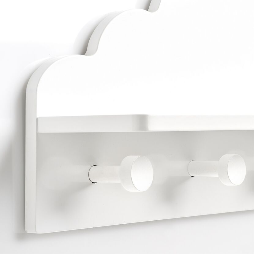 Weiße Wandgarderobe in Wolkenform mit Haken