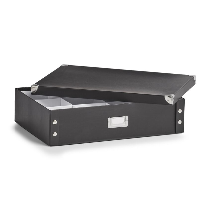 Schwarze Aufbewahrungsbox mit Fächern