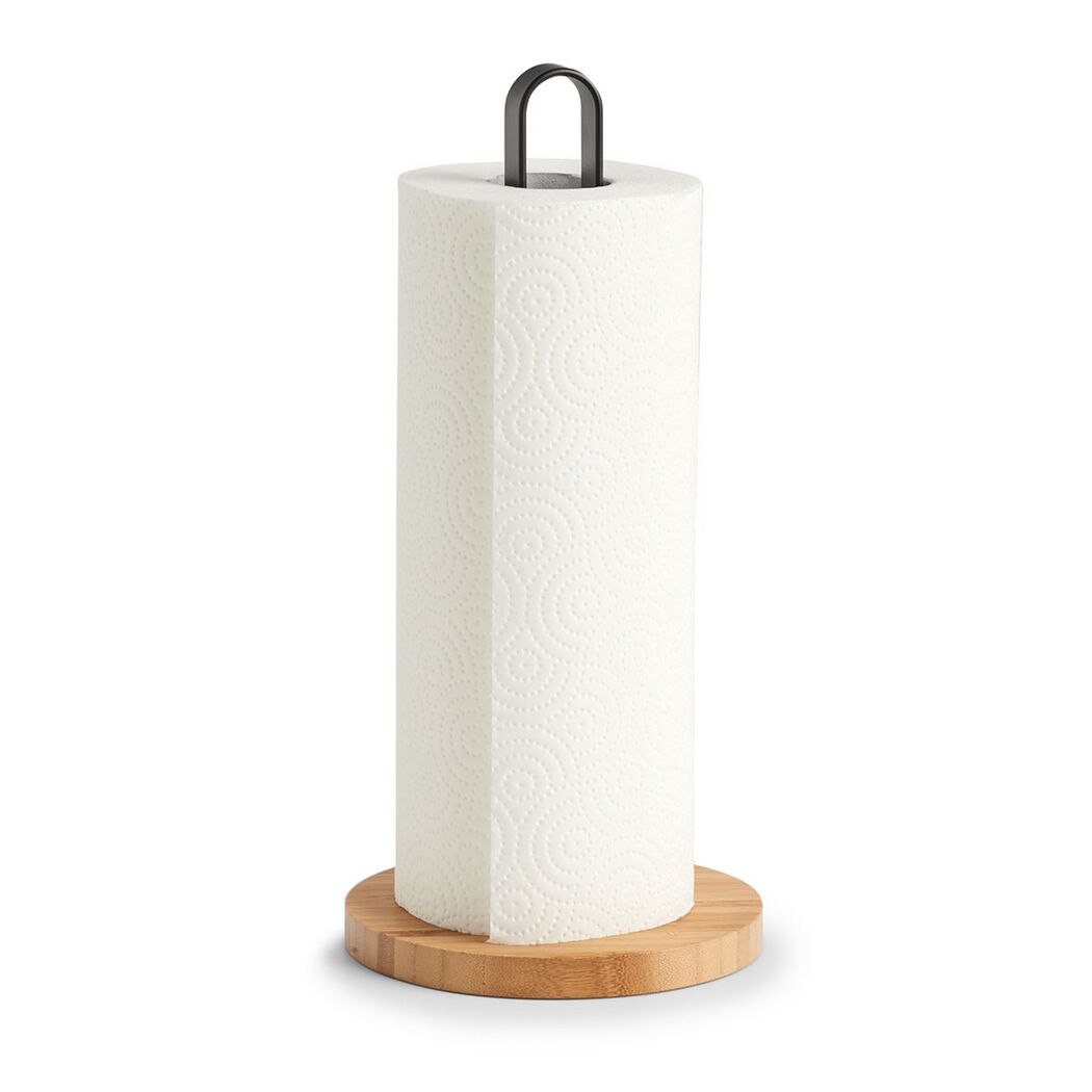 Küchenrollenhalter aus Bambus mit Küchenpapier
