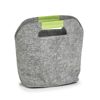 Graue Filztasche mit grünen Henkeln