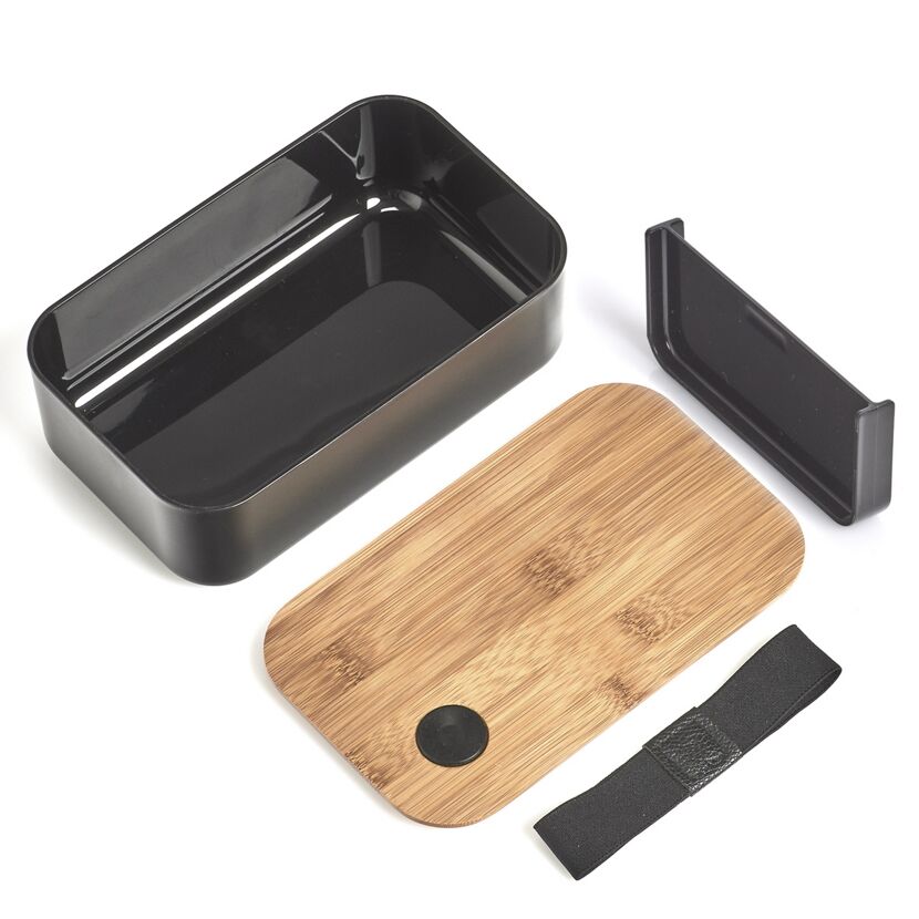 Schwarze Lunchbox mit Bambusdeckel
