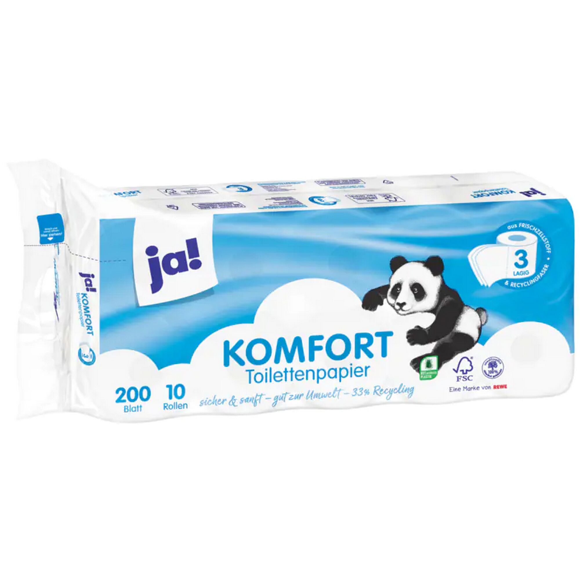 Ja! Komfort Toilettenpapier 10 Rollen x 200 Blatt 3-lagig