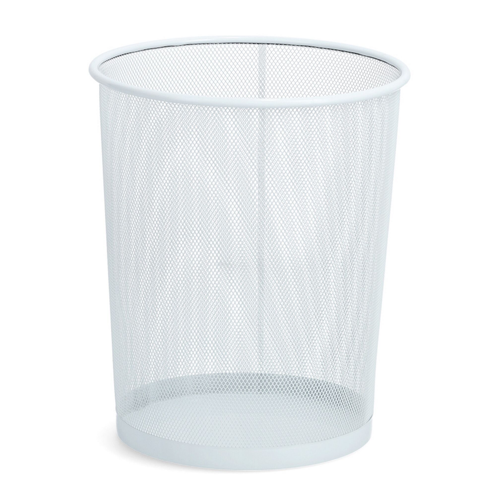 Leerer weißer Papierkorb aus Drahtgeflecht