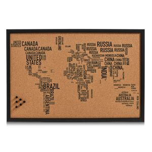 Pinboard 'World Letters' schwarz 59 x 40 x 1,55 cm