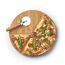 Pizza mit Pizzaschneider auf einem Pizzabrett