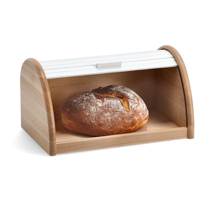 Brotkasten aus Holz mit Brot