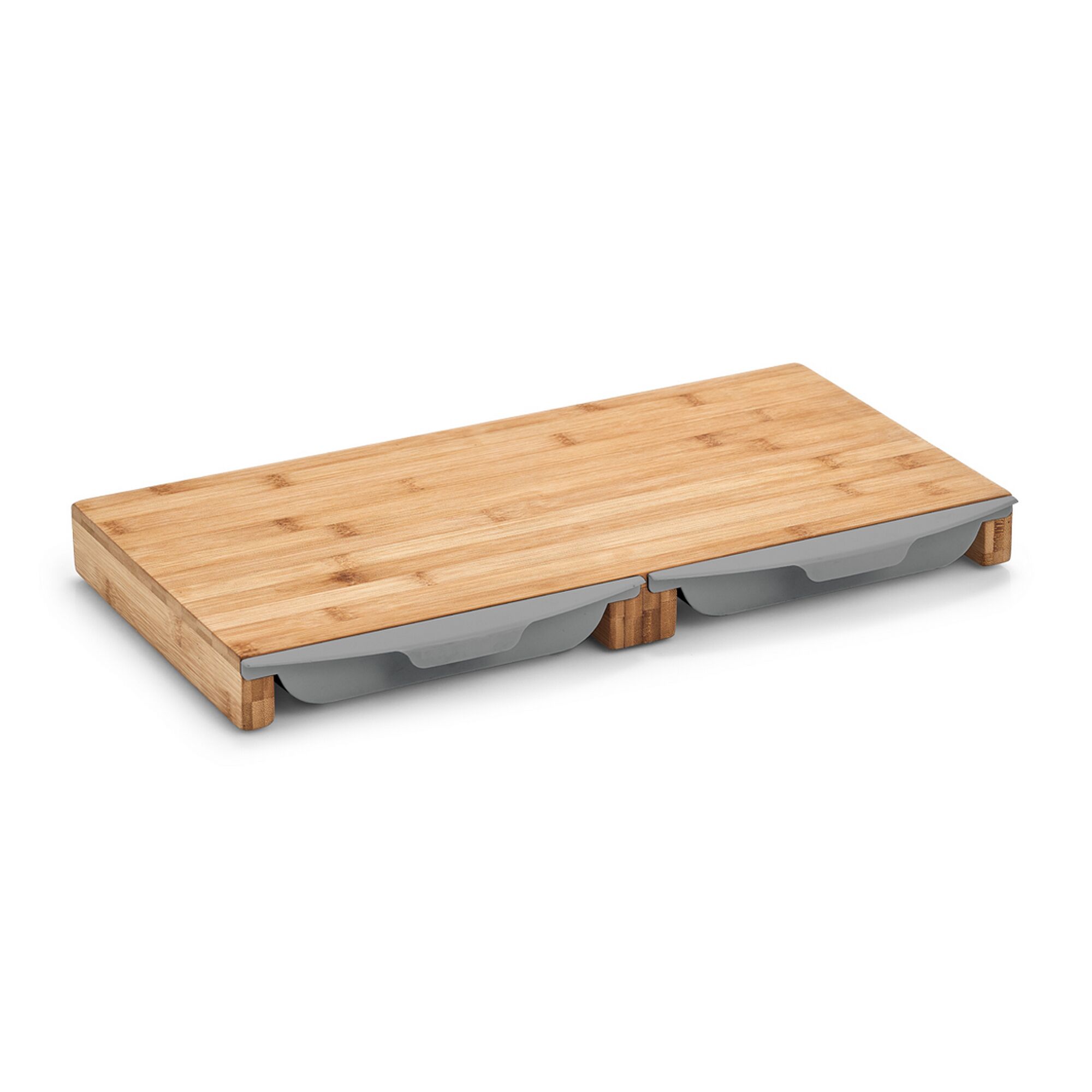 Schneidebrett aus Bambus mit zwei Schubladen