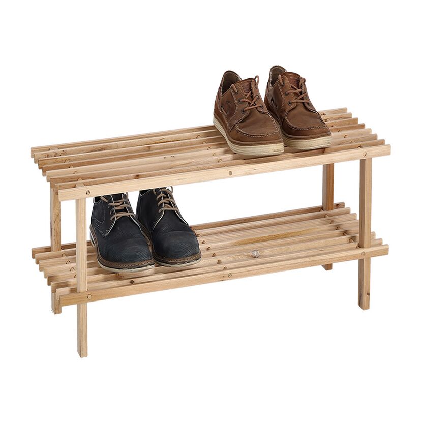 Hölzernes Schuhregal mit zwei Ebenen