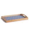 Serviertablett aus Bambus mit blauem Muster