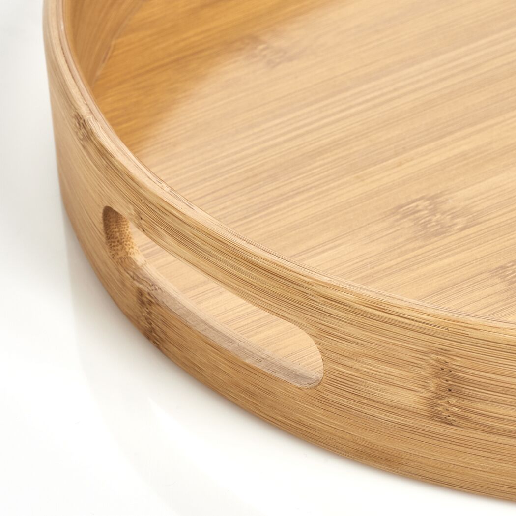 Rundes Tablett aus Bambusholz