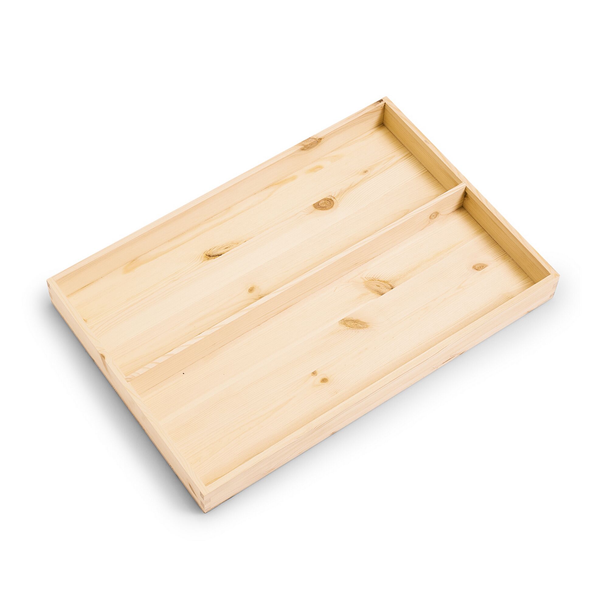 Hölzerner Tabletteinsatz mit zwei Fächern