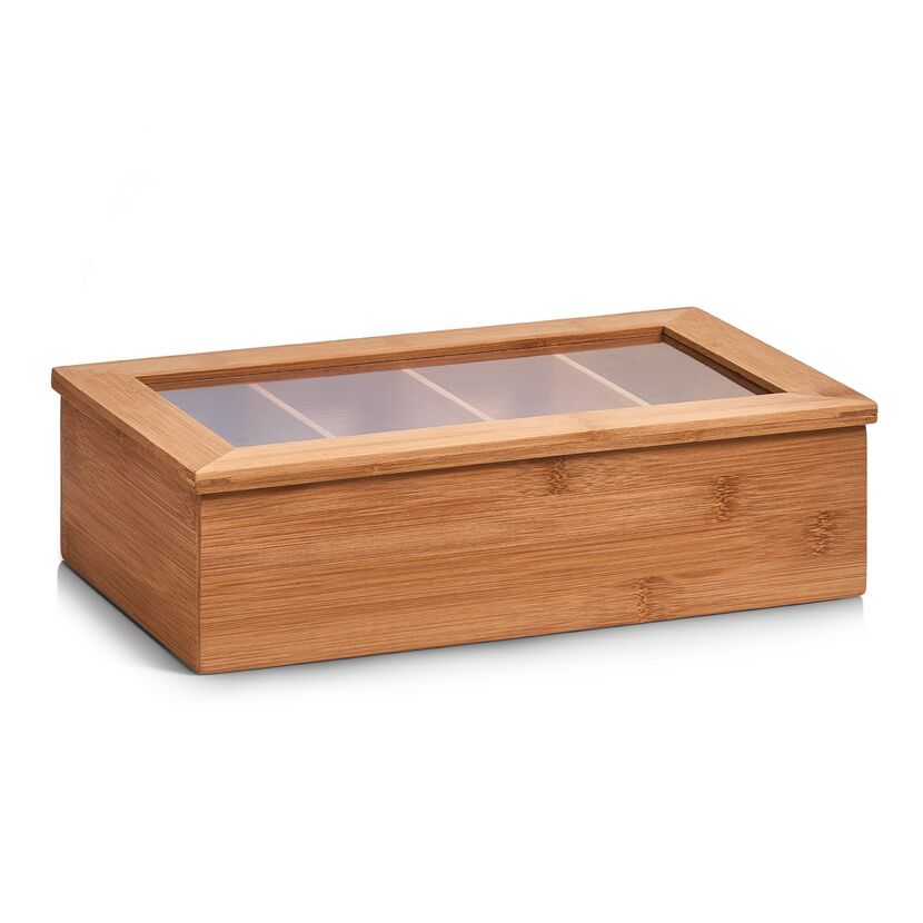Bambus Teedose mit Glasdeckel