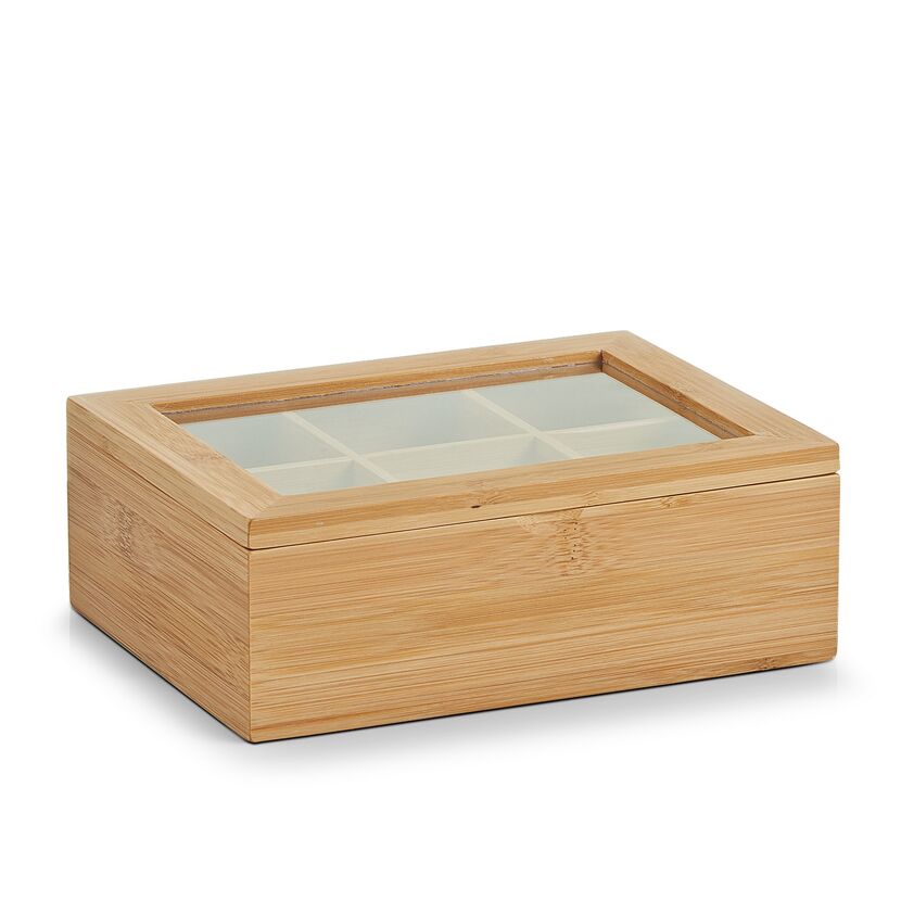 Bambus Teebeutelbox mit Glasdeckel