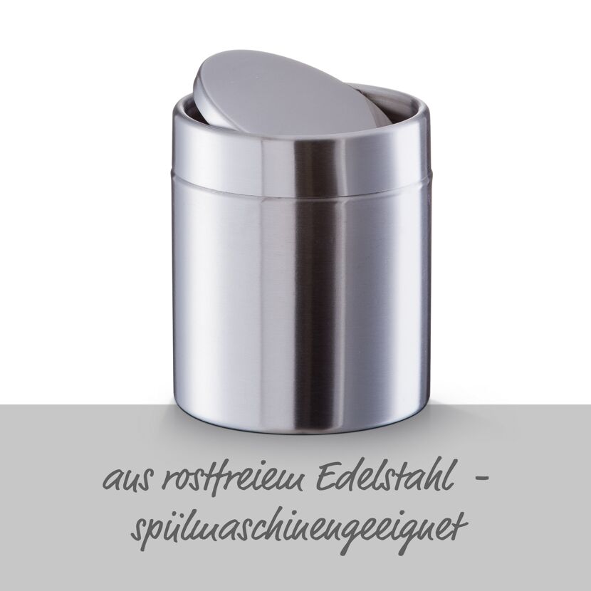 Tischabfalleimer aus Edelstahl mit offenem Deckel