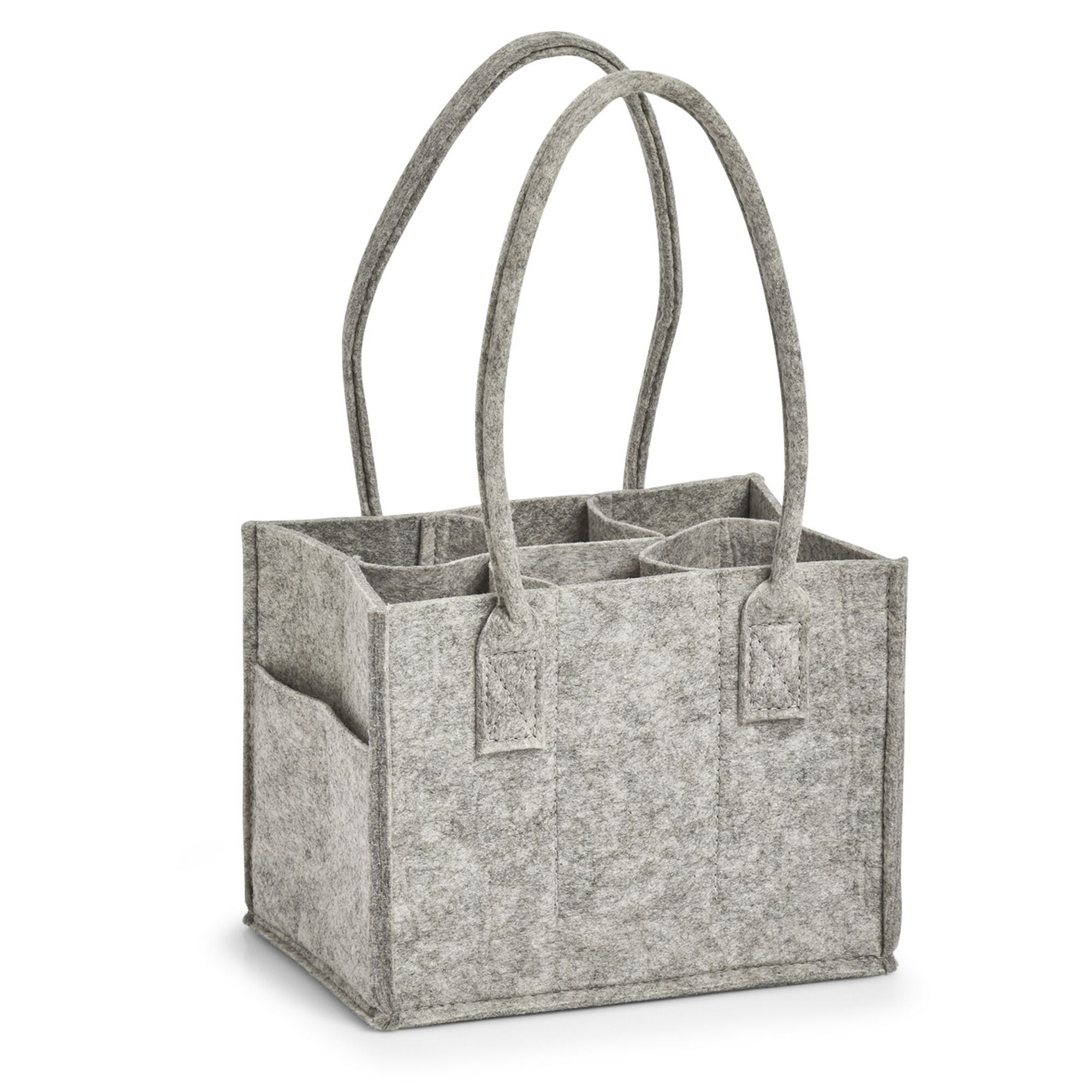 Graue Filztasche mit sechs Fächern