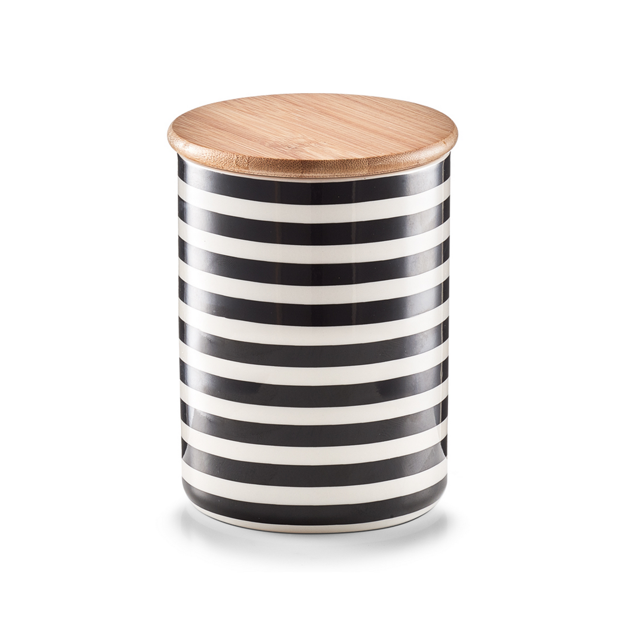 Vorratsdose 'Stripes' schwarz/weiß mit Bambusdeckel + product picture
