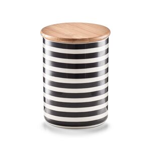 Vorratsdose 'Stripes' schwarz/weiß mit Bambusdeckel