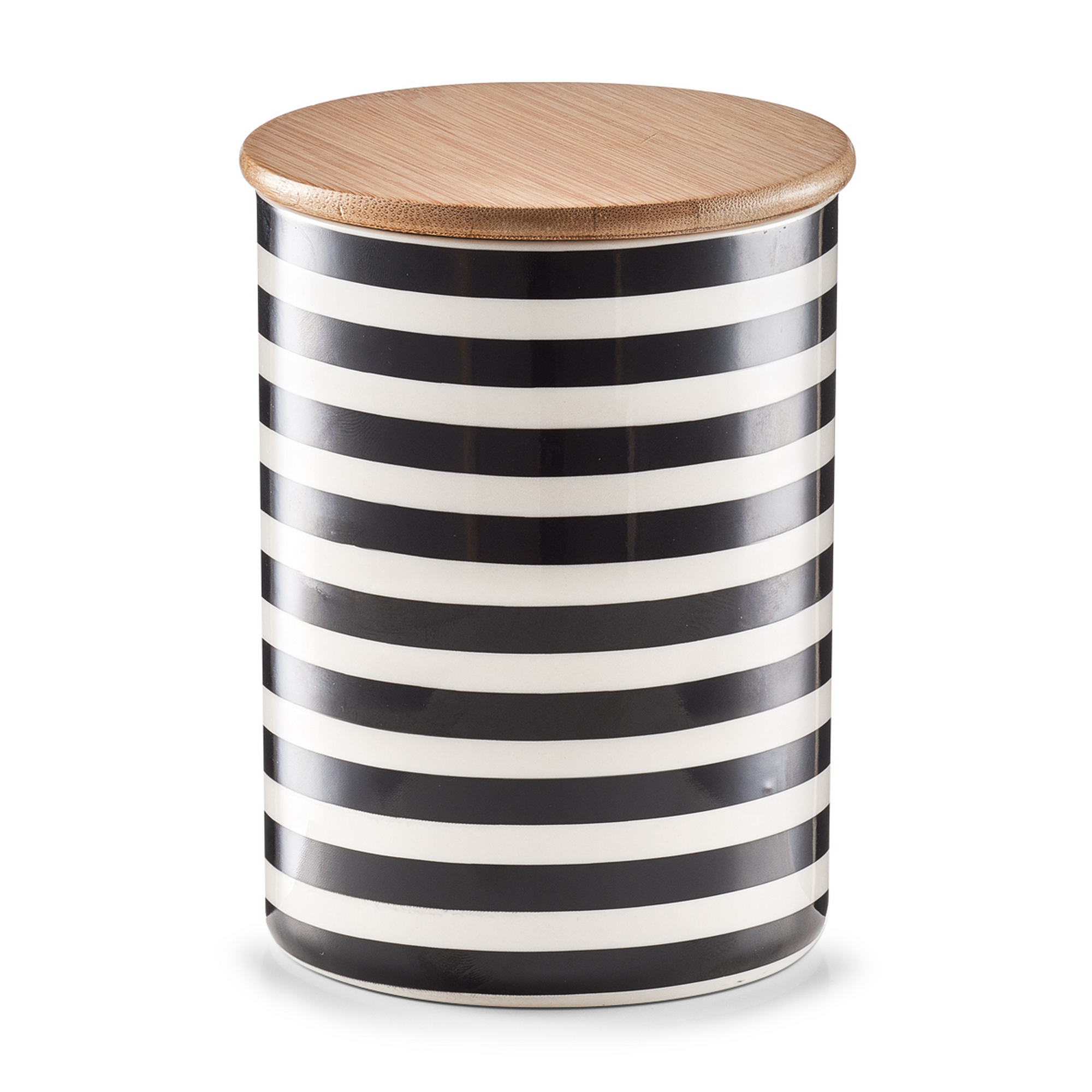 Vorratsdose 'Stripes' schwarz/weiß mit Bambusdeckel + product picture