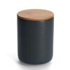 Schwarze Keramikdose mit Holzdeckel
