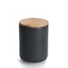 Schwarze Dose mit Holzdeckel