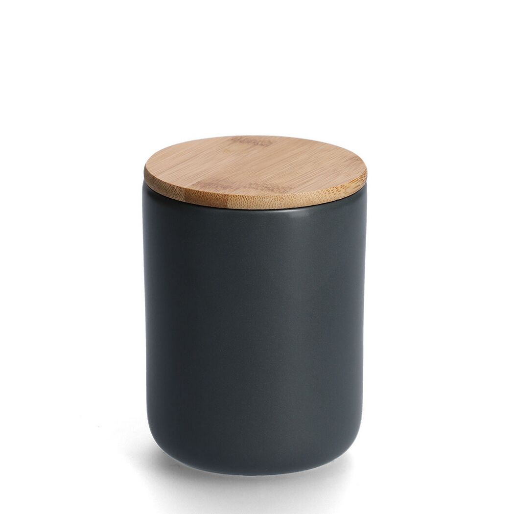 Schwarze Dose mit Holzdeckel
