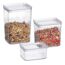 Drei transparente Vorratsdosen mit Müsli