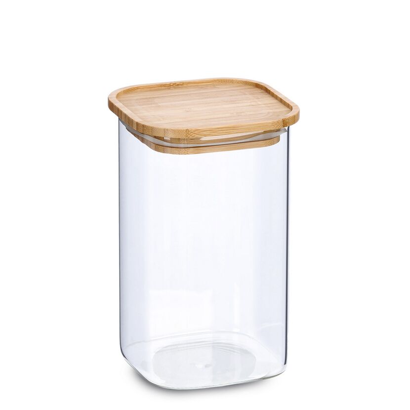 Leeres Vorratsglas mit Holzdeckel
