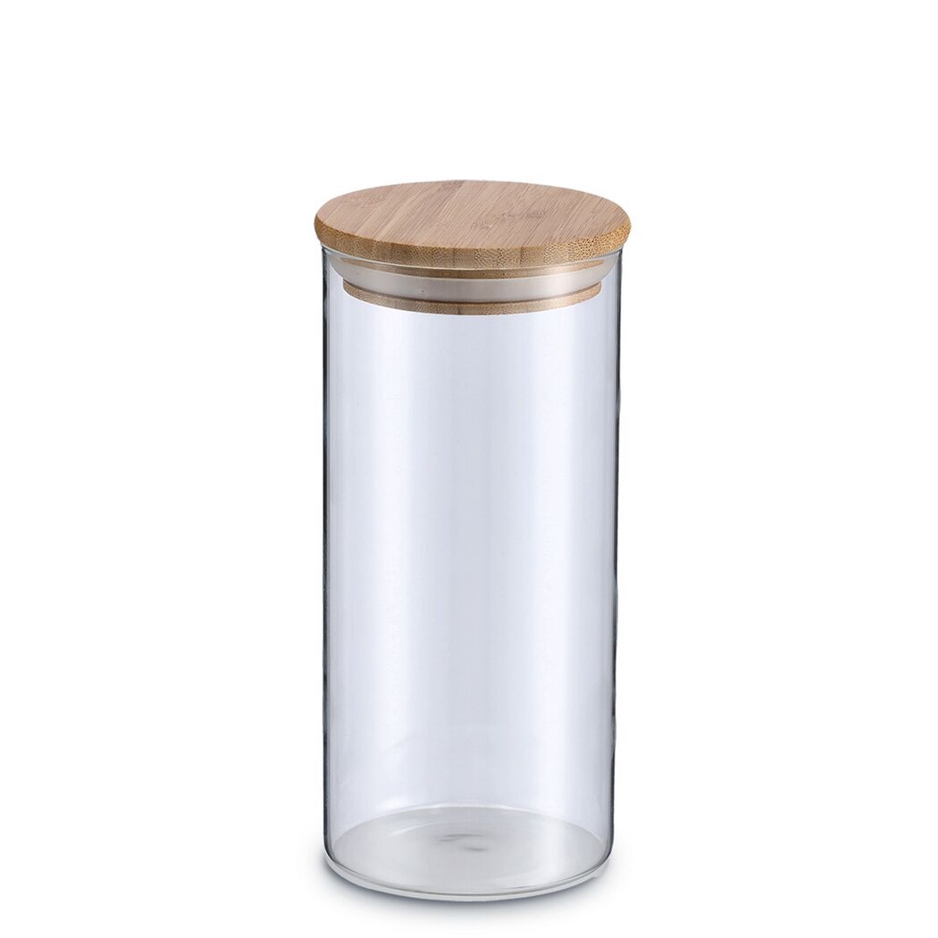 Leeres Vorratsglas mit Bambusdeckel
