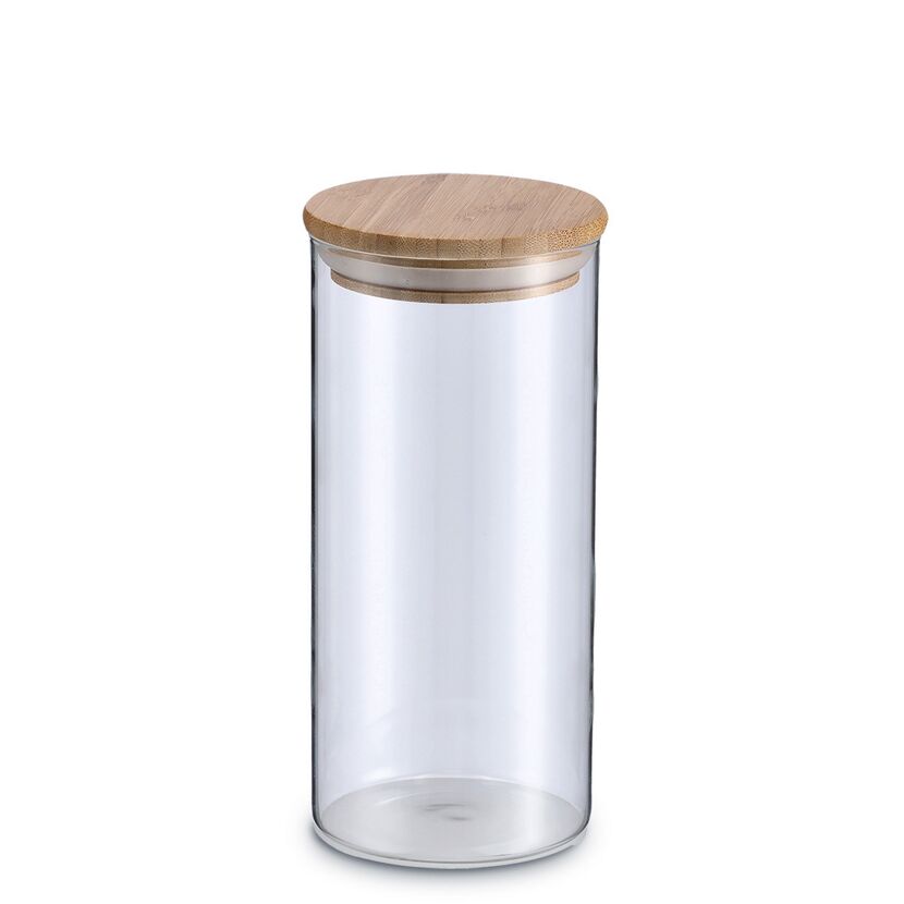 Leeres Vorratsglas mit Bambusdeckel