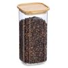 Glasbehälter mit Holzdeckel und Kaffeebohnen