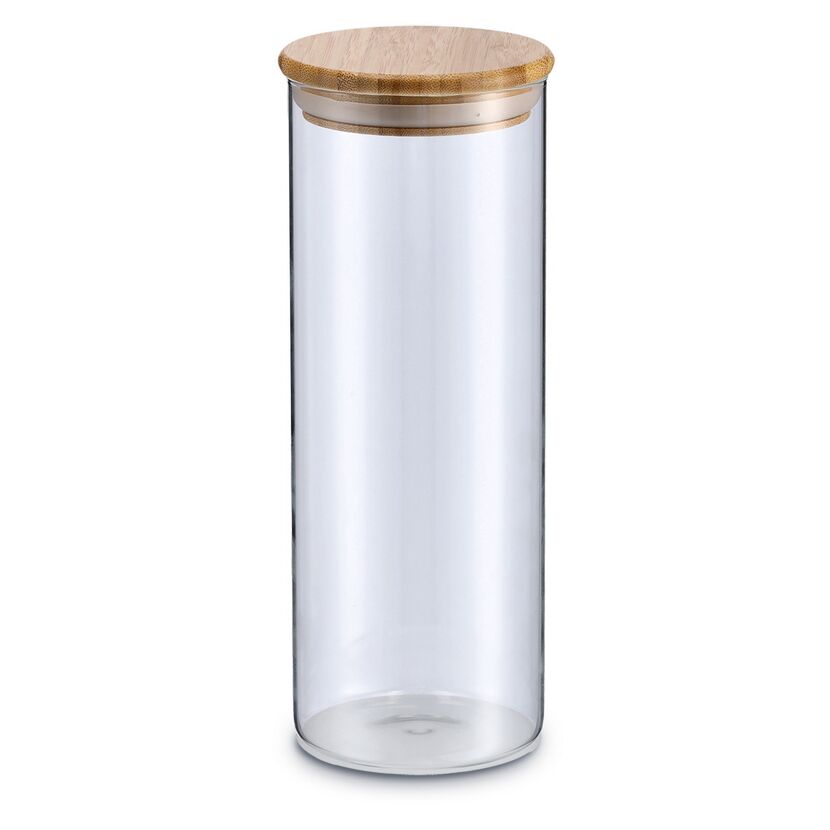 Hohes Glas mit Bambusdeckel