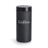 Schwarzes Vorratsglas mit der Aufschrift Coffee