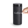 Hand schreibt "Coffee" auf Vorratsdose