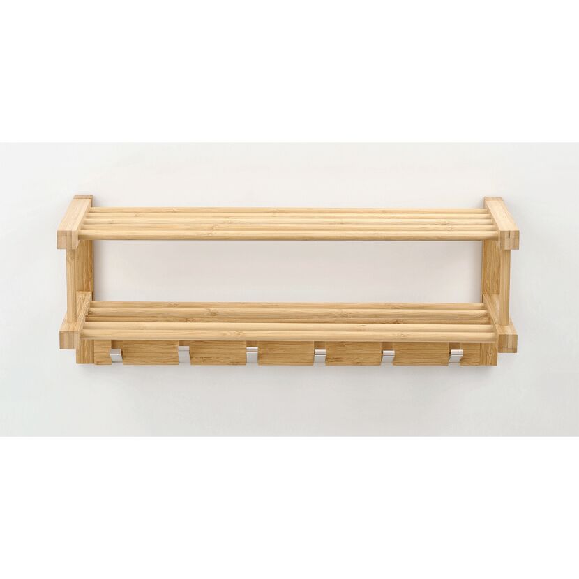 Garderobe aus Bambus mit Haken und Ablage