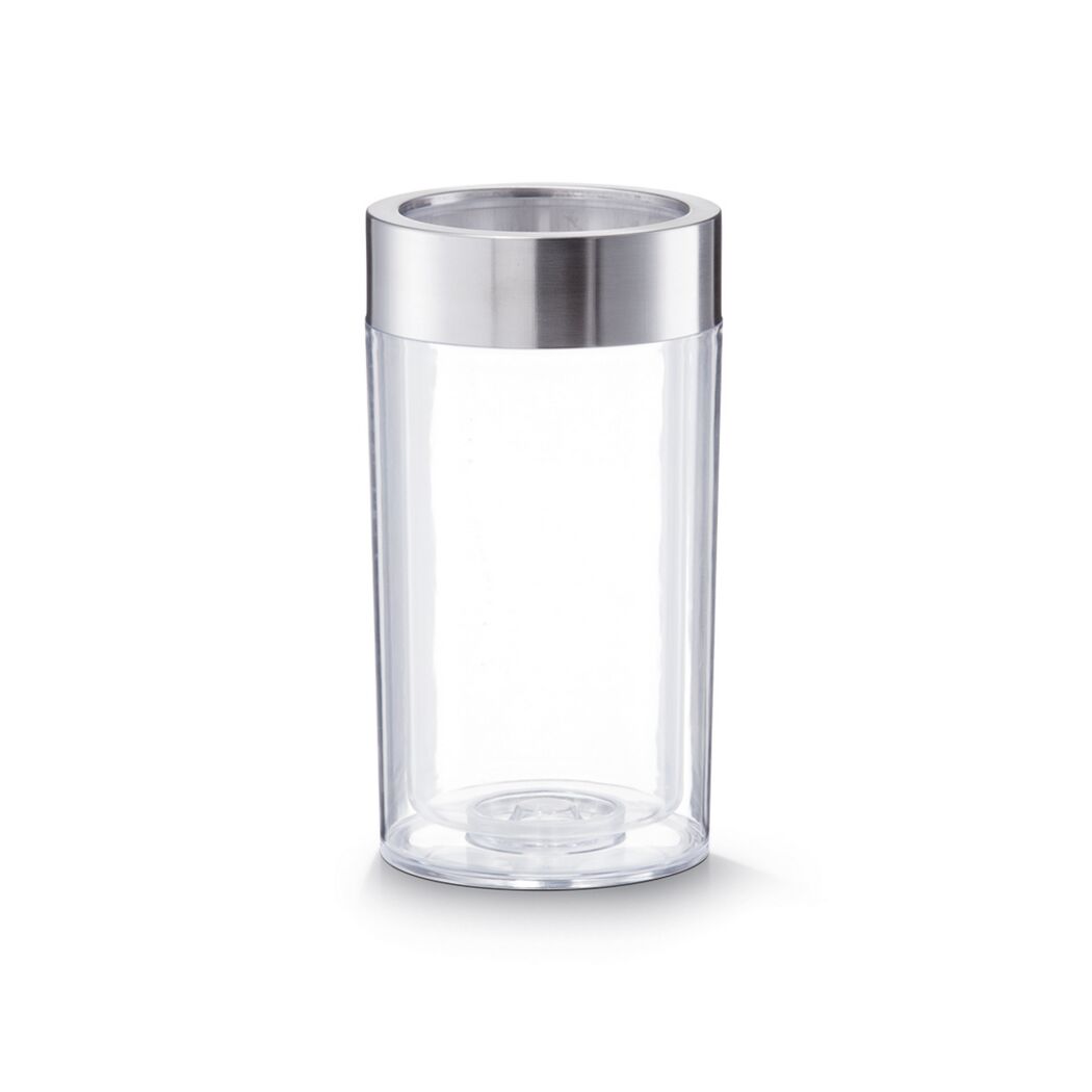 Weinkühler aus Glas mit Edelstahlrand