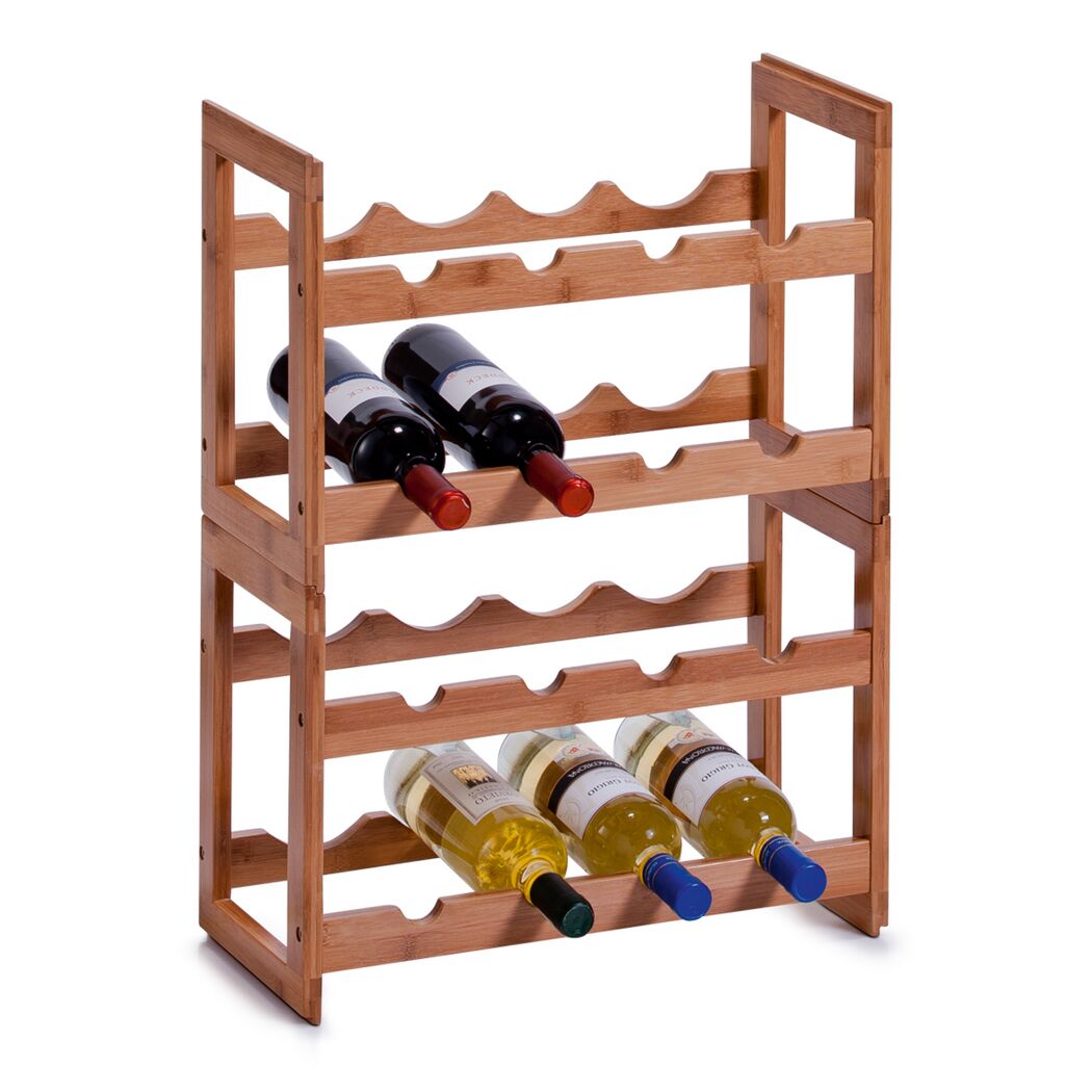 Holz Weinregal mit Flaschen