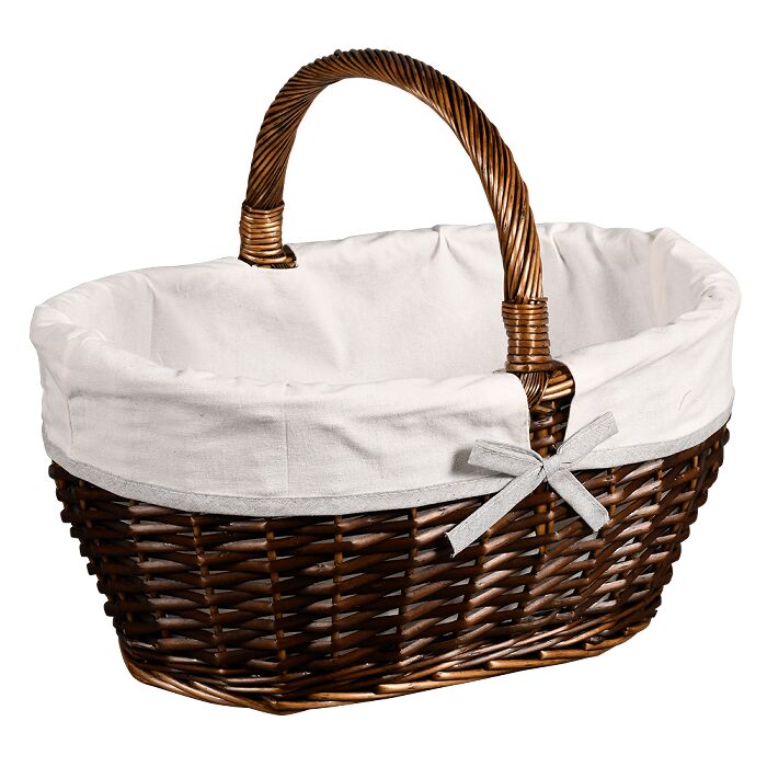 Ovaler Weidenkorb mit Stoffeinsatz