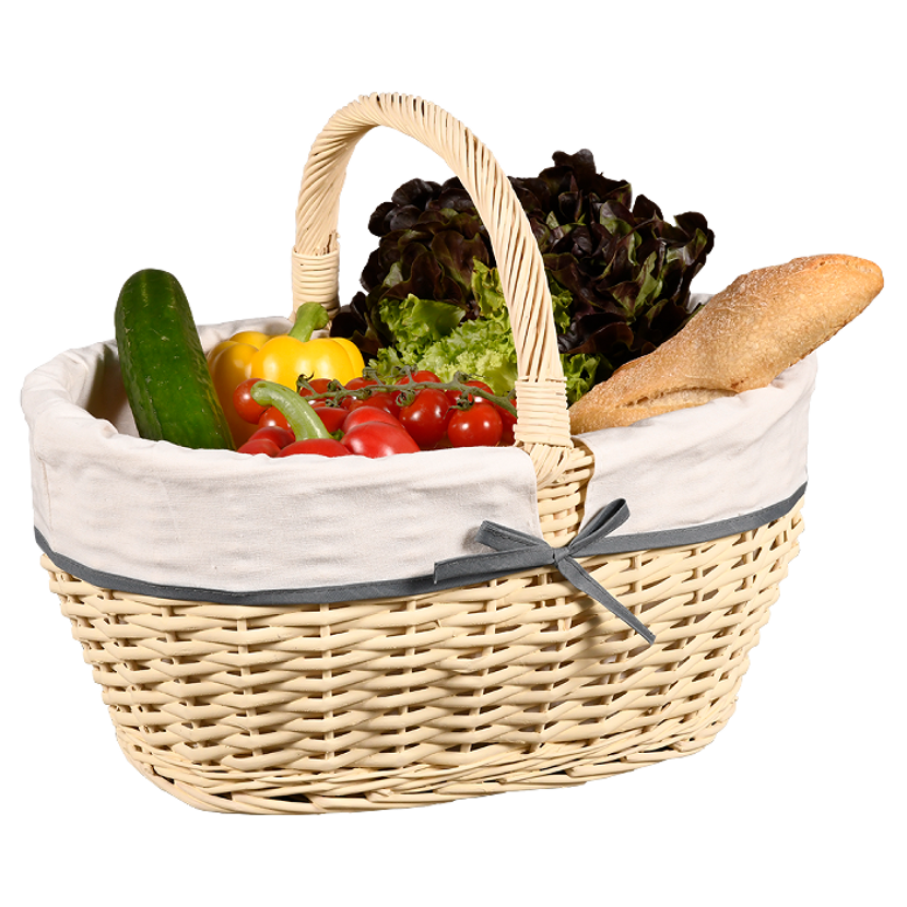 Korb mit Gemüse und Brot