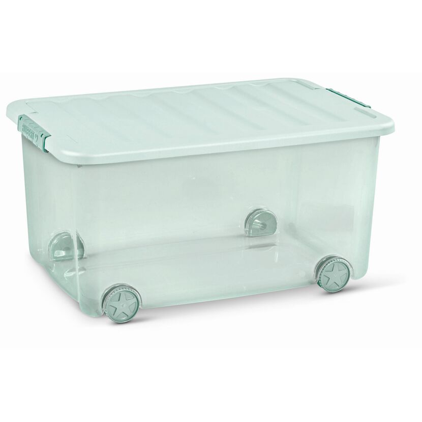 Transparente Box mit Rollen