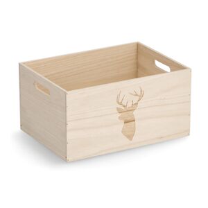 Aufbewahrungskiste 'Hirsch' Paulownia-Holz naturfarben 35 x 18 x 25 cm