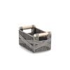 Aufbewahrungskorb Papiergeflecht/Holz grau 29 x 16 x 17 cm