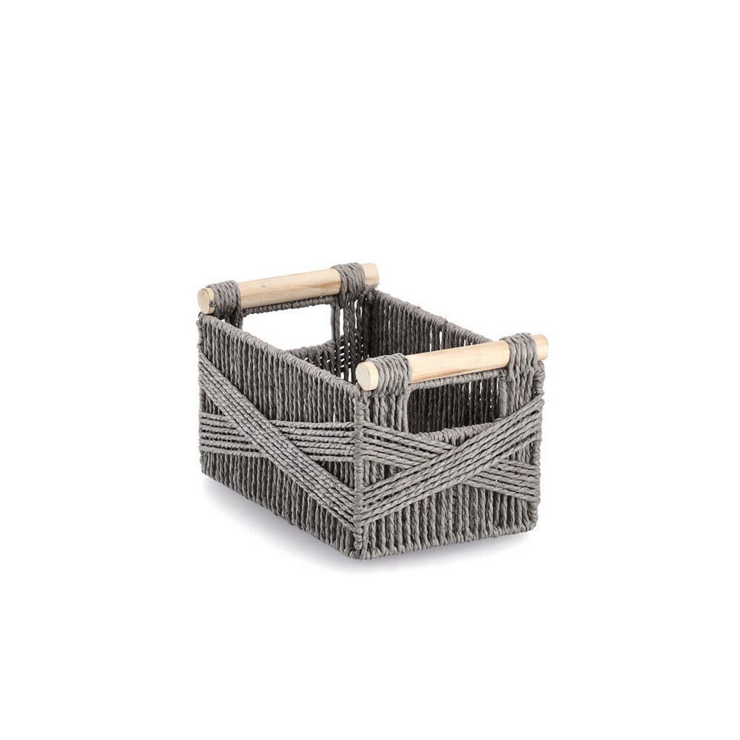 Aufbewahrungskorb Papiergeflecht/Holz grau 29 x 16 x 17 cm