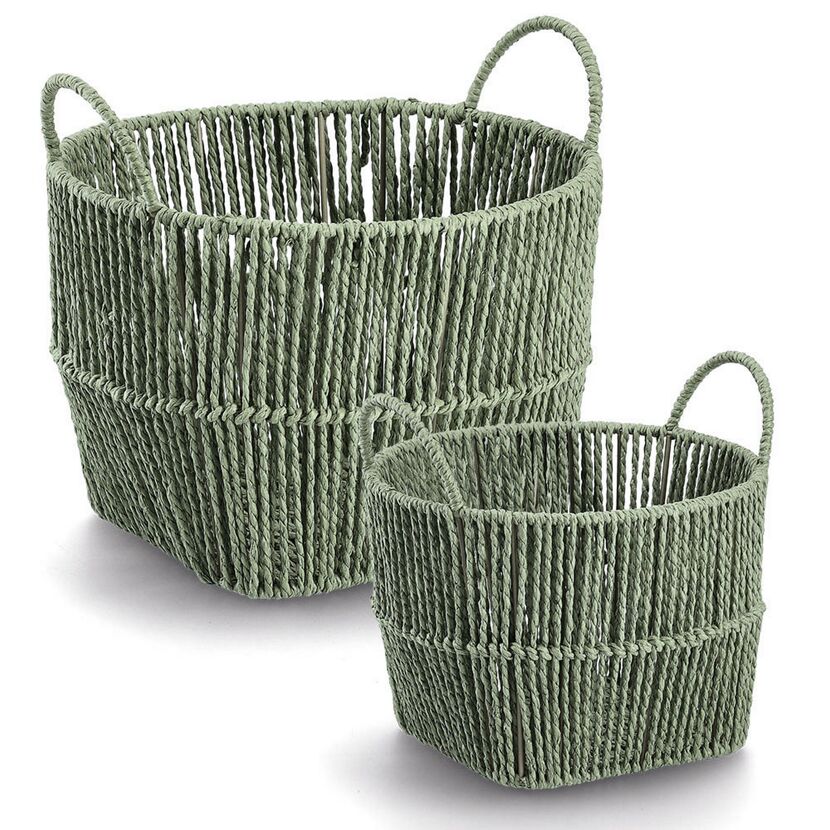 Aufbewahrungskorb Papiergeflecht salbei 30 x 21 x 30 cm