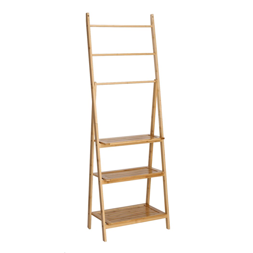 Leiterregal mit 3 Ablagen Bambus naturfarben 53 x 153,5 x 30,5 cm