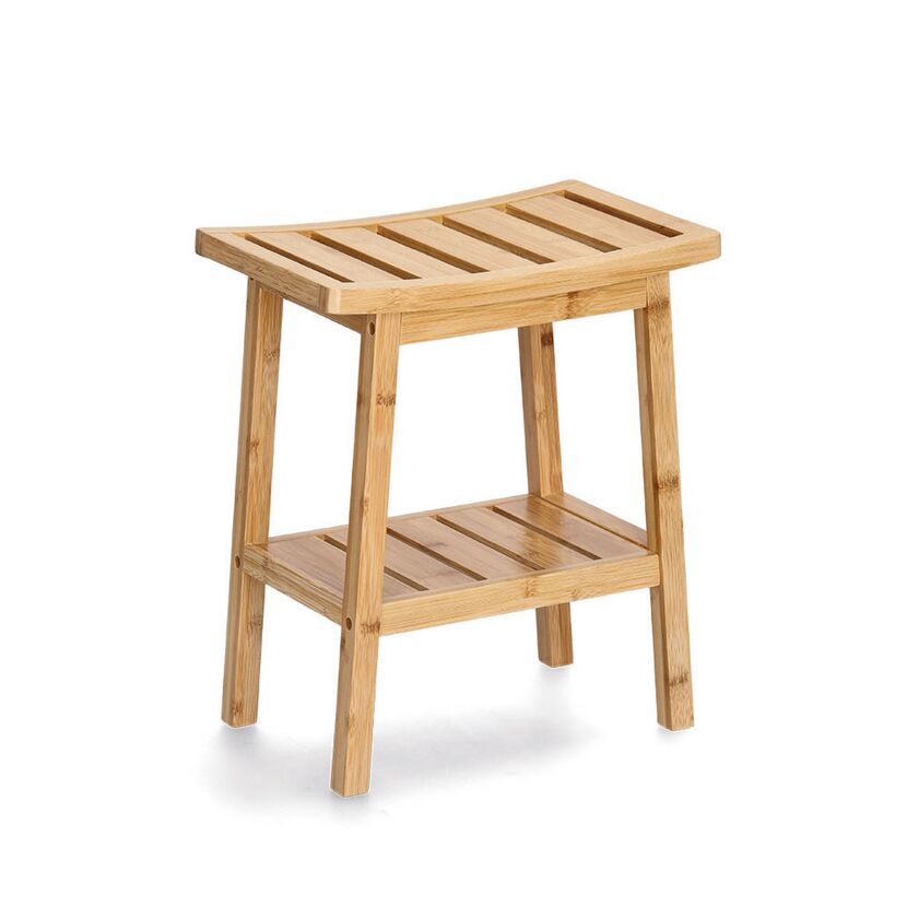 Holzhocker mit Ablage