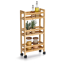 Nischen-Rollwagen Bambus/MDF naturfarben 36 x 74 x 15 cm