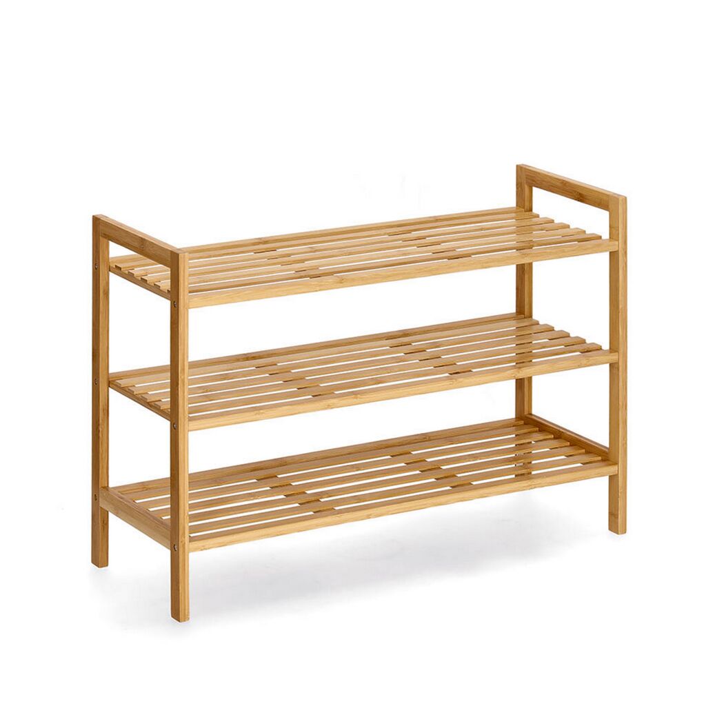 Schuhregal mit 3 Ablagen Bambus naturfarben 70 x 50 x 26 cm