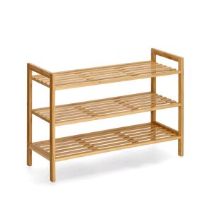 Schuhregal mit 3 Ablagen Bambus naturfarben 70 x 50 x 26 cm