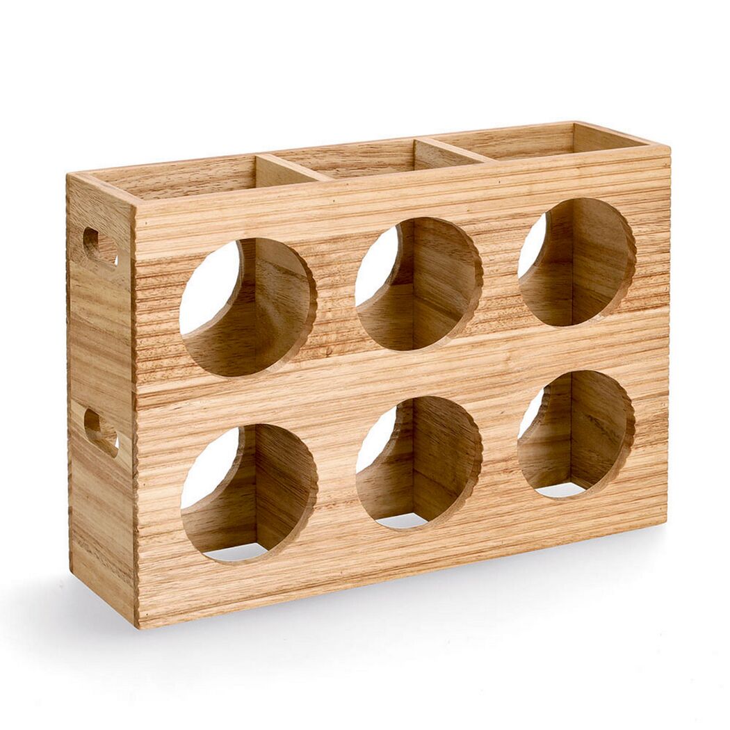 Weinregal 'Stripes' für 6 Flaschen aus Gummibaum naturfarben  38 x 27 x 10,5 cm